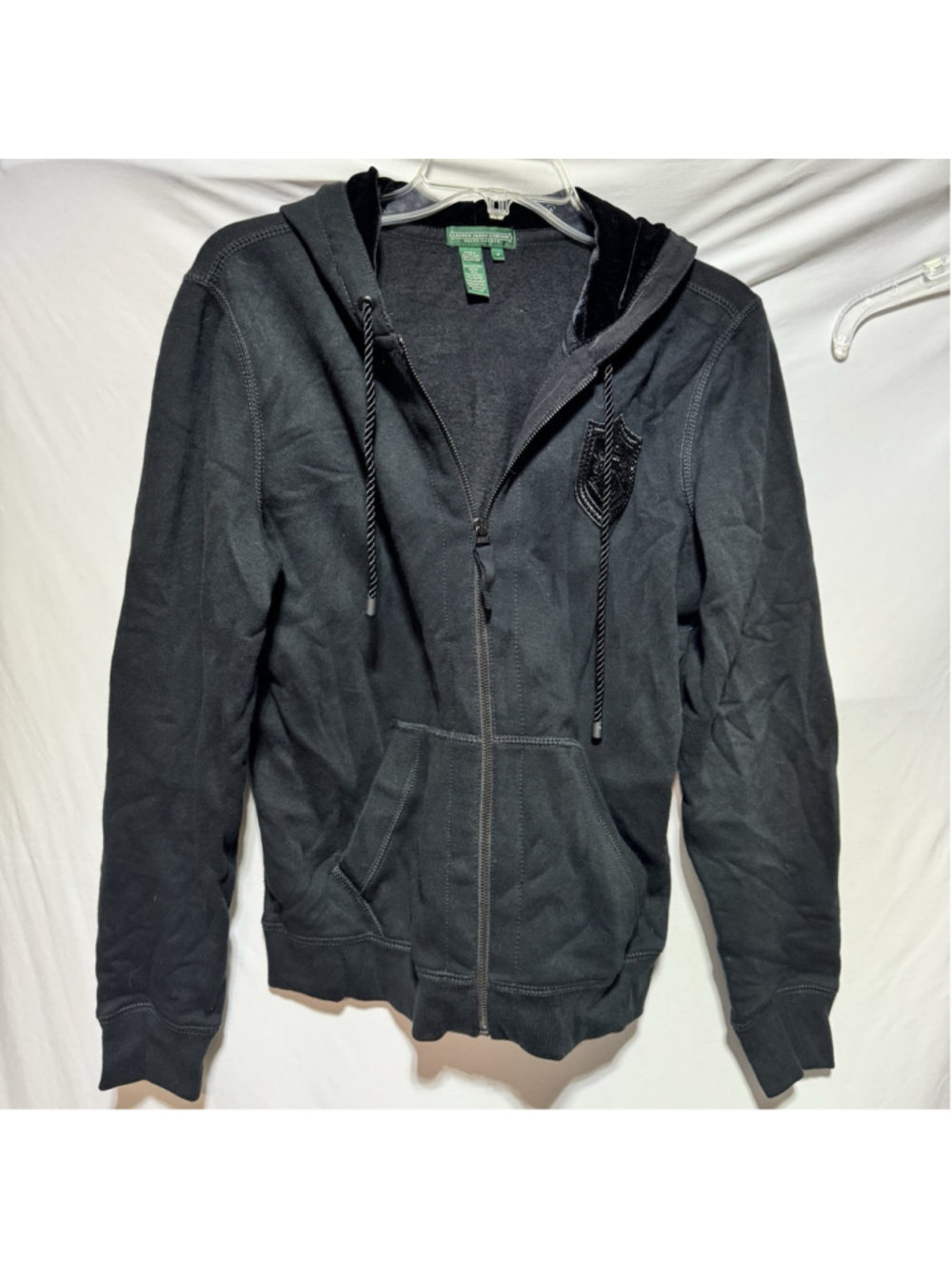 LRL Lauren Jeans Co Ralph Lauren Size Medium Black Full Zip Hoodie Sweatshirt